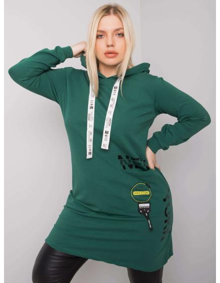 Női kapucnis tunika plus size ASHFORD sötétzöld