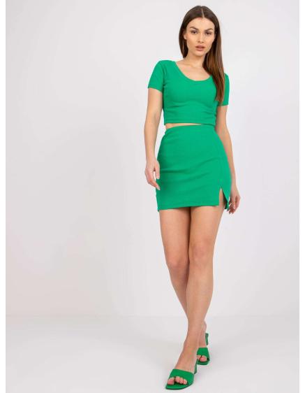 Női csíkos szoknya Elvira RUE PARIS sötétzöld