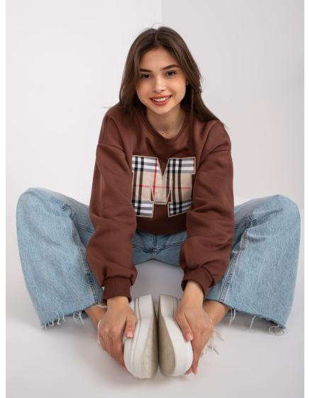 Női nyomtatott pulóver ELISE sötétbarna