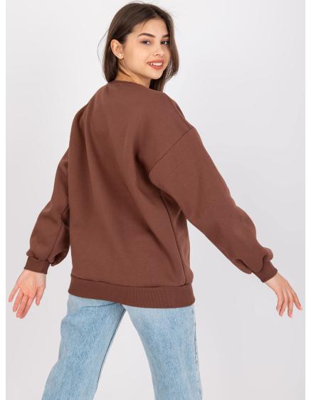 Női nyomtatott pulóver ELISE sötétbarna