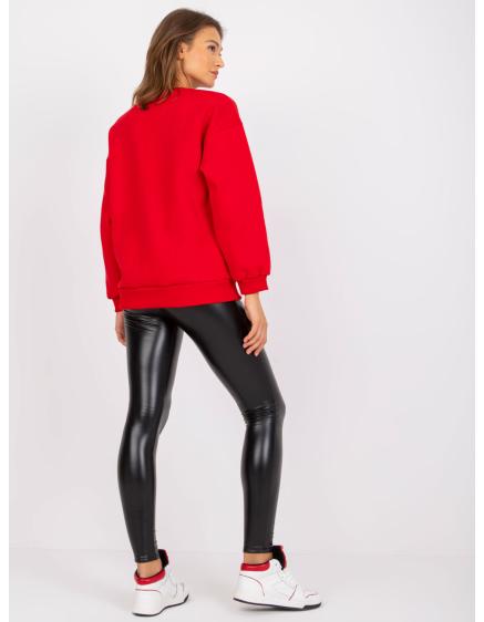 Női pulóver ELISE nyomtatással, piros színű