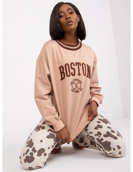 Női pamut pulóver LOUNA bézs színben