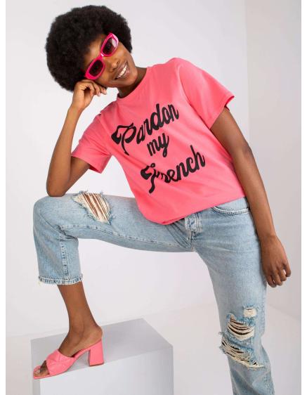 Női laza szabású póló nyomtatott JADE pink
