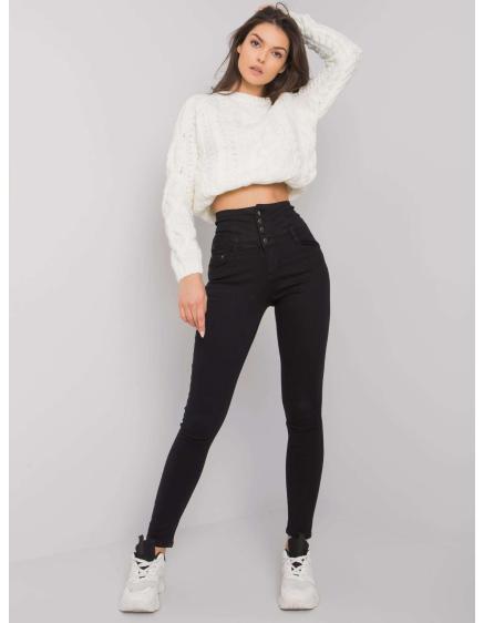 Női magas derekú szűk farmer GARLAND Fekete