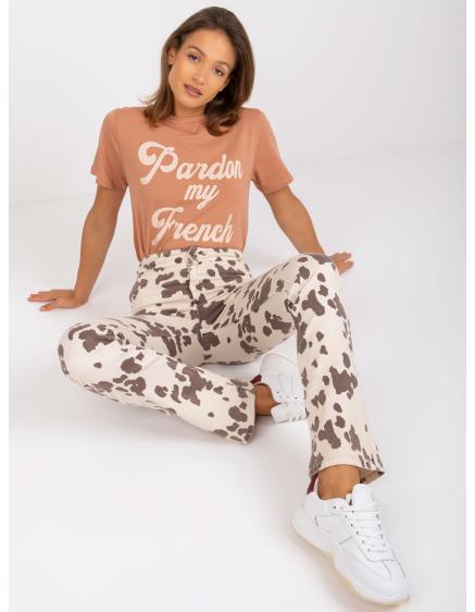 Női póló JADE felirattal barna színben