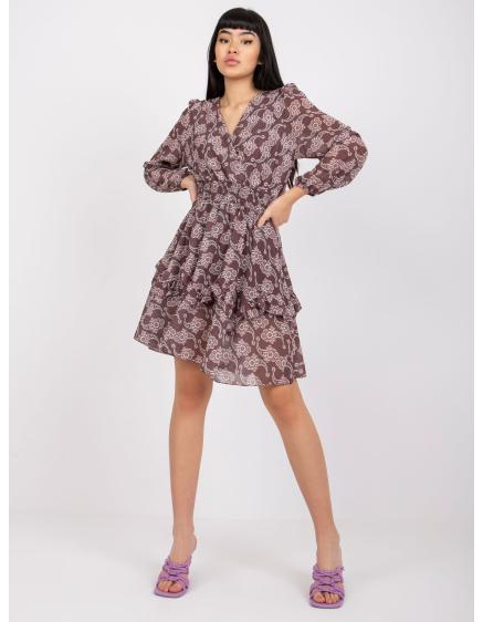 Női fodros ruha Kim OCH BELLA barna