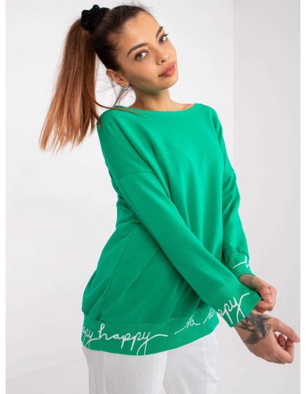 Női pulóver CHARLIZA felirattal zöld színben