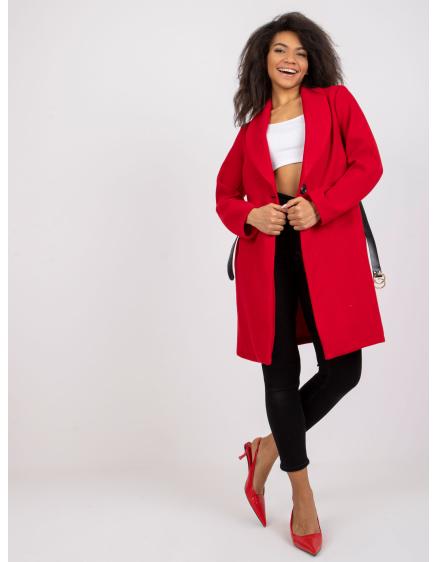 Dámsky kabát s opaskom LUNA červený