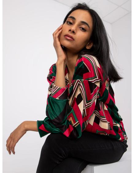 Női blúz nyomatokkal LEA zöld-rózsaszín