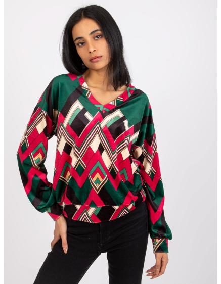 Női blúz nyomatokkal LEA zöld-rózsaszín