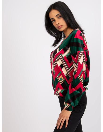 Női blúz nyomatokkal LEA zöld-rózsaszín