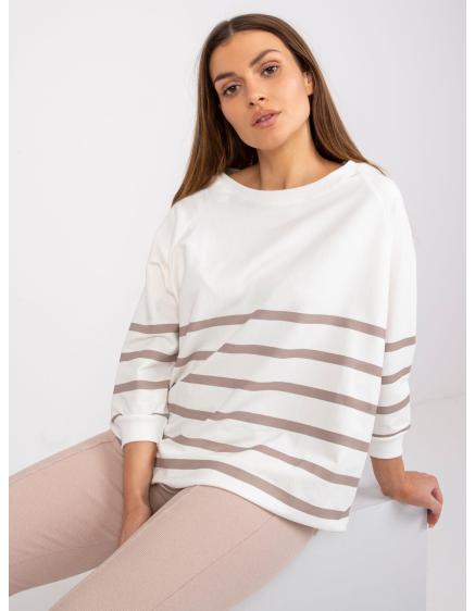 Női csíkos blúz Sydney RUE PARIS ecru-sötét bézs színű