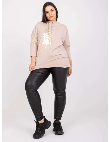 Női laza plus size blúz MANON világos bézs