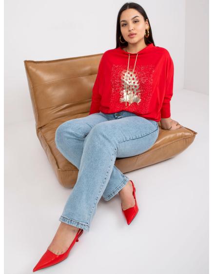 Női plus size blúz strasszkövekkel MANON vörös