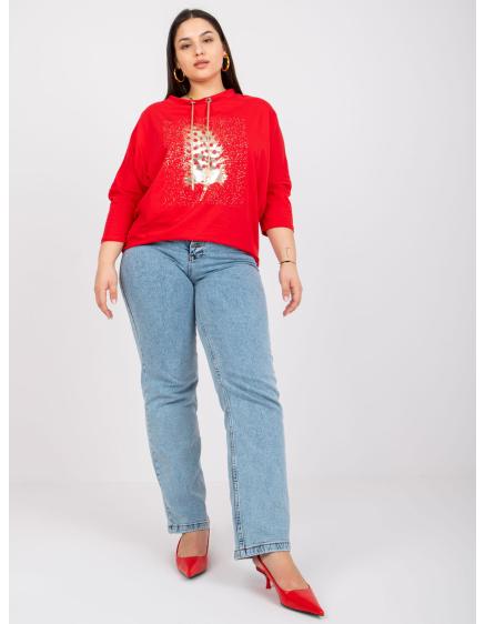Női plus size blúz strasszkövekkel MANON vörös