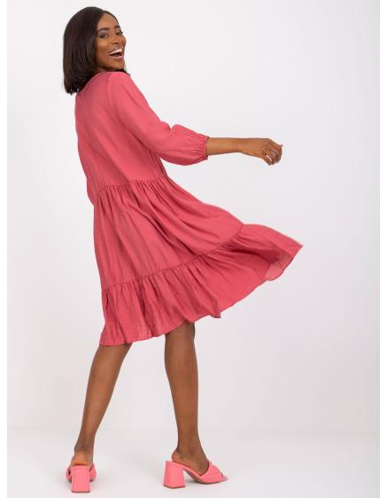 Női V-nyakú miniruha HARLYN sötét rózsaszín