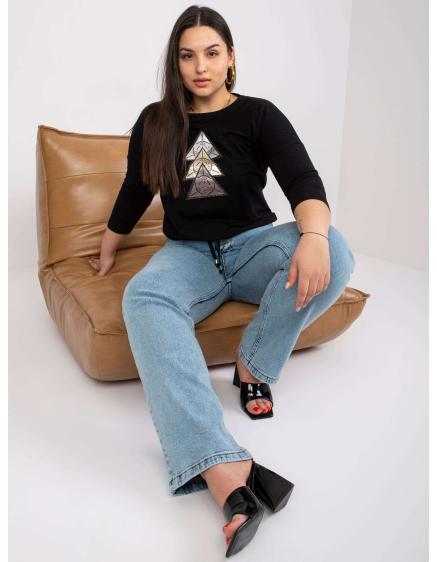 Női plus size pamut blúz Beate Black