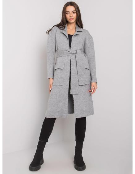 Dámsky sveter s viazaním Cordie RUE PARIS sivý