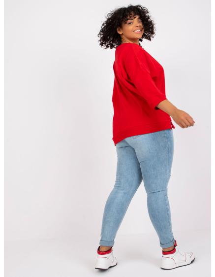 Női plus size pamut blúz CORDELIA piros