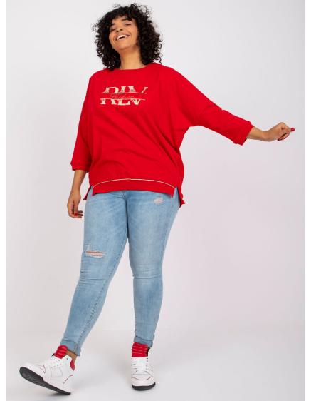 Női plus size pamut blúz CORDELIA piros