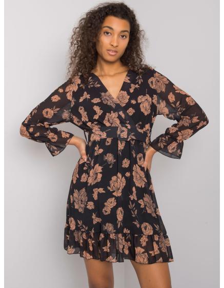 Dámske šaty s volánom LORIELLA black-brown