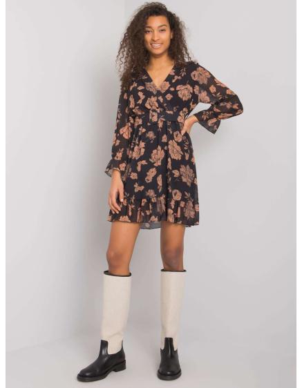 Dámske šaty s volánom LORIELLA black-brown