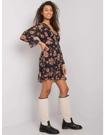 Dámske šaty s volánom LORIELLA black-brown