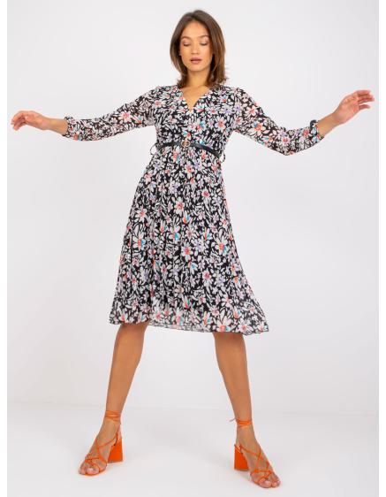 Női virágmintás ruha GIRONA fekete