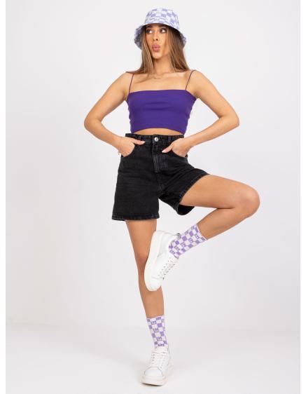 Aria RUE PARIS női csíkos rövid pántos felső sötétlila