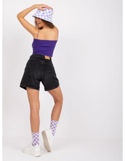 Aria RUE PARIS női csíkos rövid pántos felső sötétlila