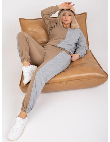 Női plus size szett AMISHI sötét bézs és szürke színben