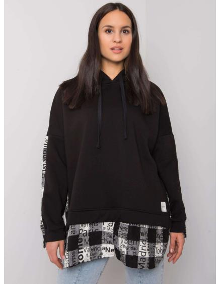 Női kapucnis pulóver Freyah RUE PARIS fekete és fehér