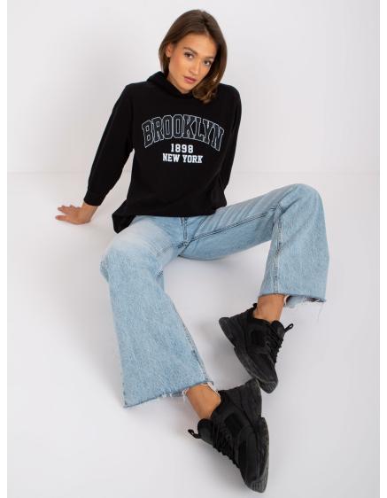 Női hosszú kapucnis pulóver ROXANE fekete