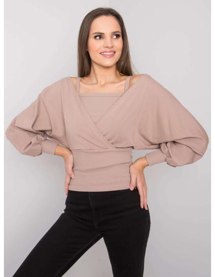 Női pamut blúz Chavri RUE PARIS sötét bézs színben