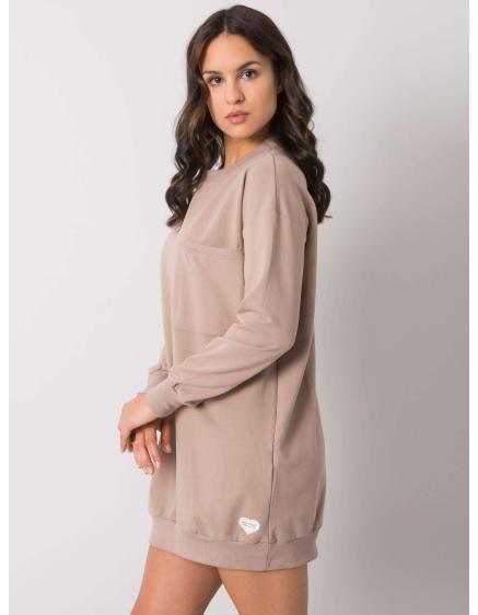 Dámské šaty s kapsou Hanely RUE PARIS tmavě béžové 