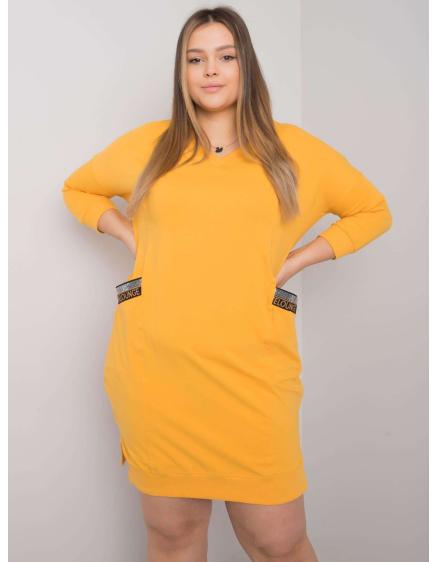 Női plus size ruha zsebekkel SUSAN sárga SUSAN sárga