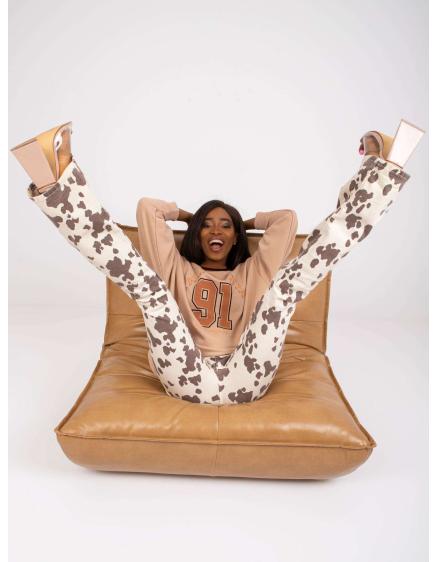 Női kapucnis pulóver hosszú SUZANNE bézs