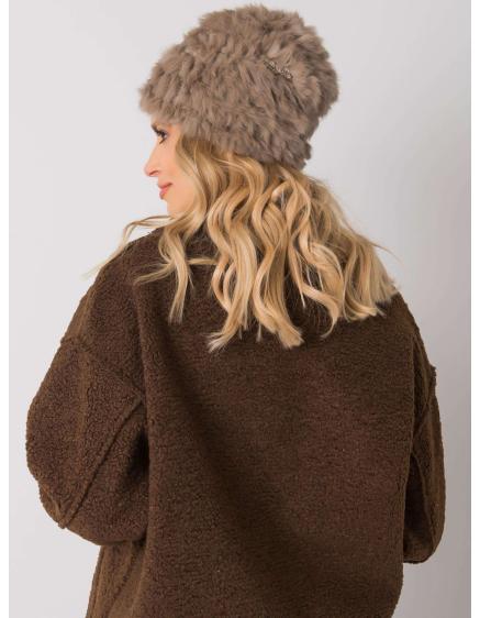 Női szőrme sapka sötétbézs