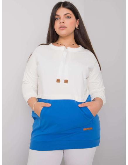 Női kapucnis pulóver plus size SIRA ekrü-kék