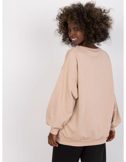 Dámská mikina s kapucí a výšivkou MILEY béžová 