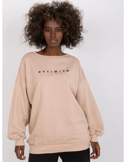 Dámská mikina s kapucí a výšivkou MILEY béžová 