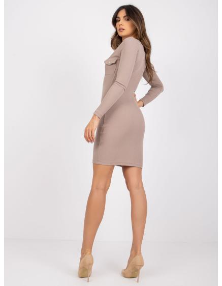 Dámské šaty pruhované Sophie RUE PARIS tmavě béžové 