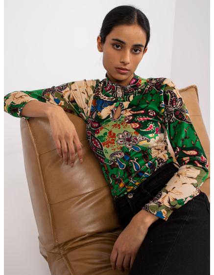 Női mintás bársony blúz BOLOGNA zöld