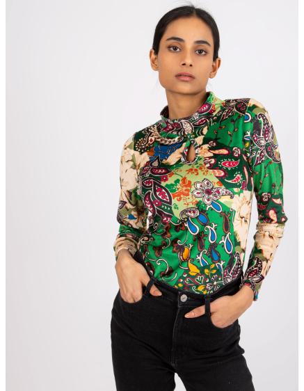 Női mintás bársony blúz BOLOGNA zöld