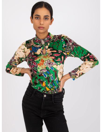 Női mintás bársony blúz BOLOGNA zöld