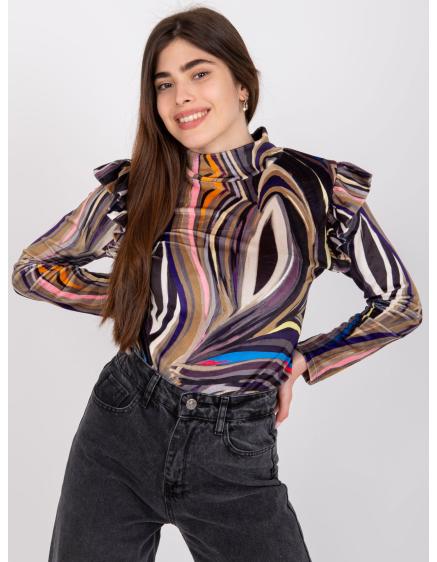 Női hosszú ujjú bársony blúz LINA fekete