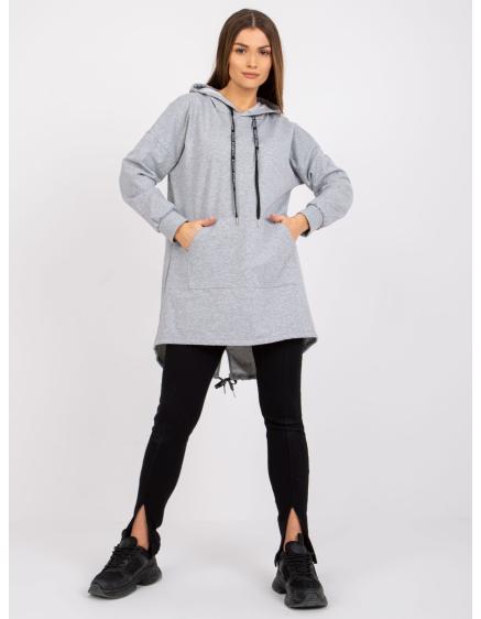 Női nyomtatott pulóver melange hátul SOPHIE szürke