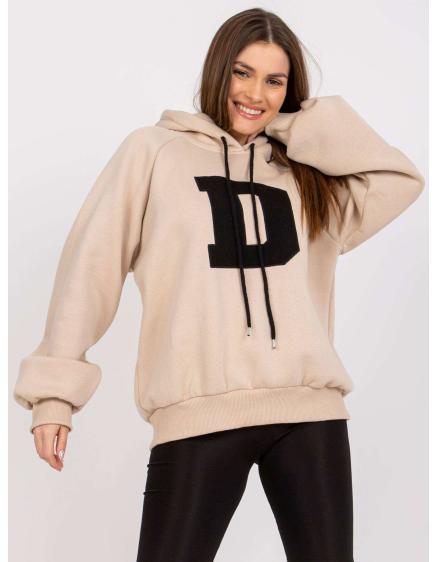 Dámska bavlnená mikina s kapucňou VALERIA beige