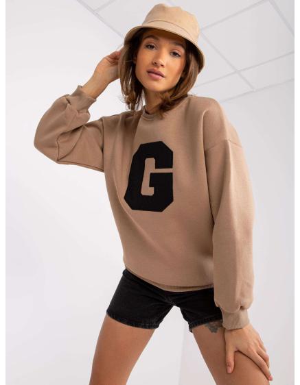 Női túlméretezett pulóver SEVERINE sötét bézs színű