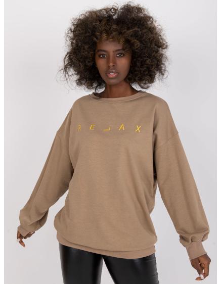 Dámska oversize mikina DAMIETTE tmavo béžová a zlatá